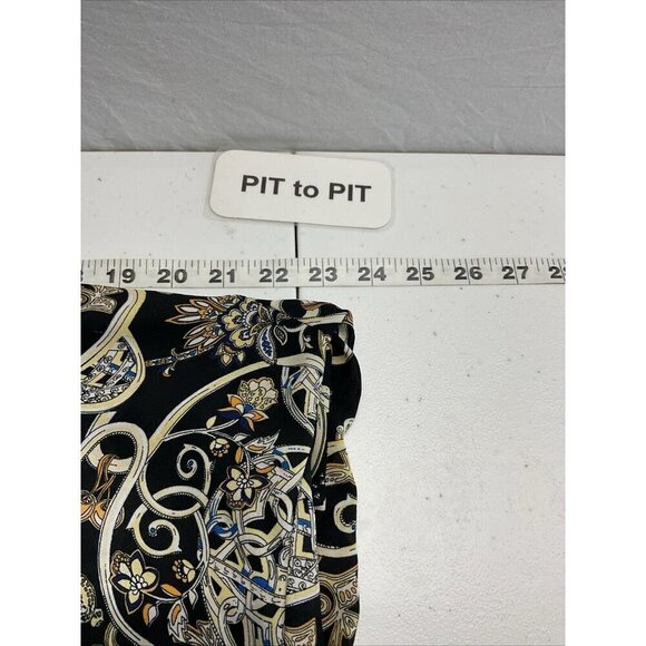 H&M Sz 8 V-Neck‎ Black Gold Chain Button Down Shirt Dress Tunic Equestrian - Picture 5 of 9